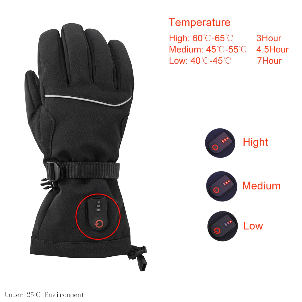 Dr. Warm men heated winter gloves with prined pattern for indoor use