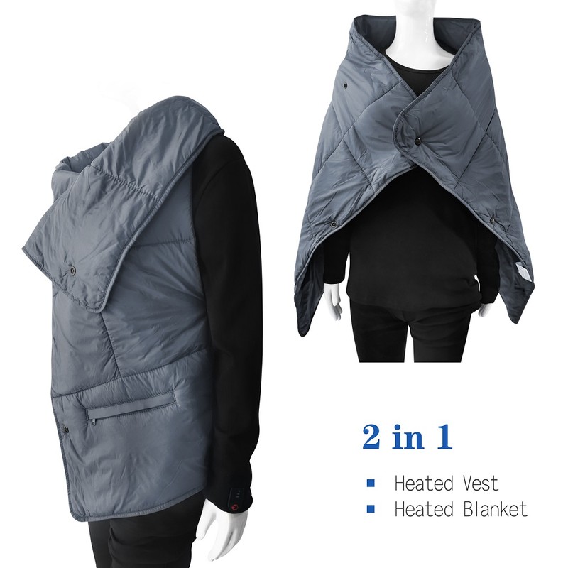 Multi-function 2in1 heated vest and Heating Blanket Portable Lightweight Electric Far Infrared