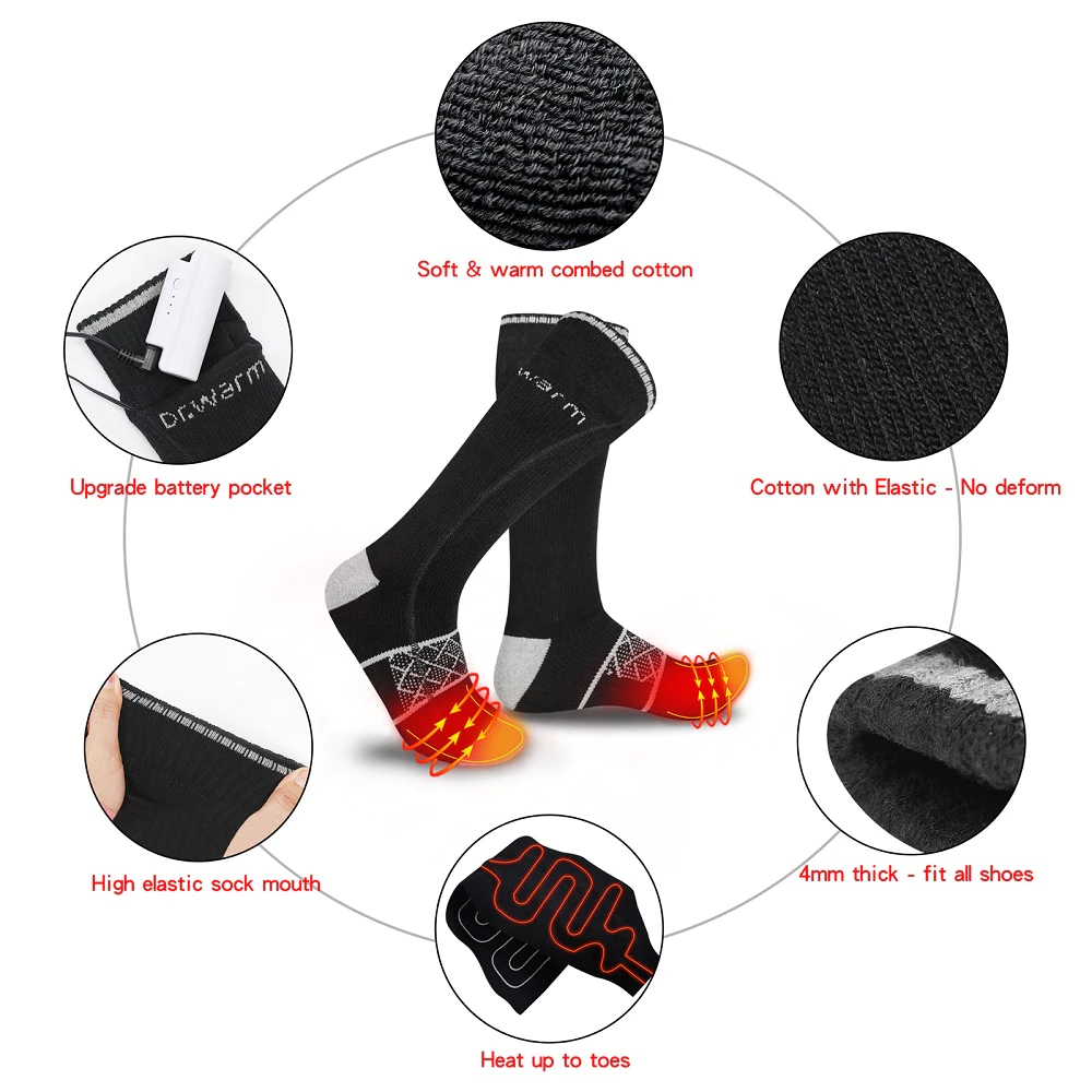 Dr. Warm heated battery heated socks with smart design for indoor use