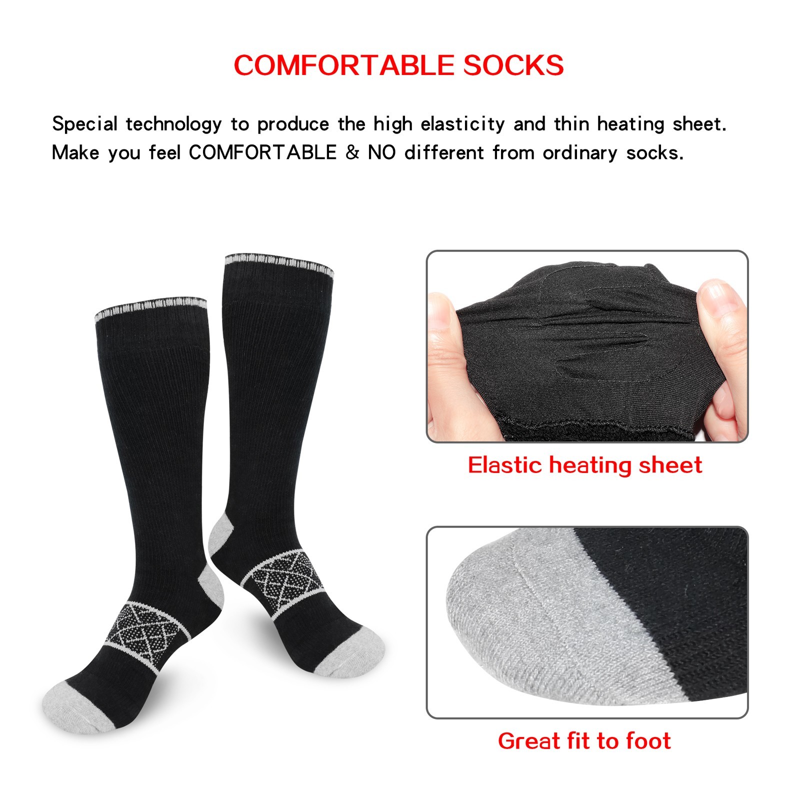 Dr. Warm warm battery operated socks with prined pattern for indoor use