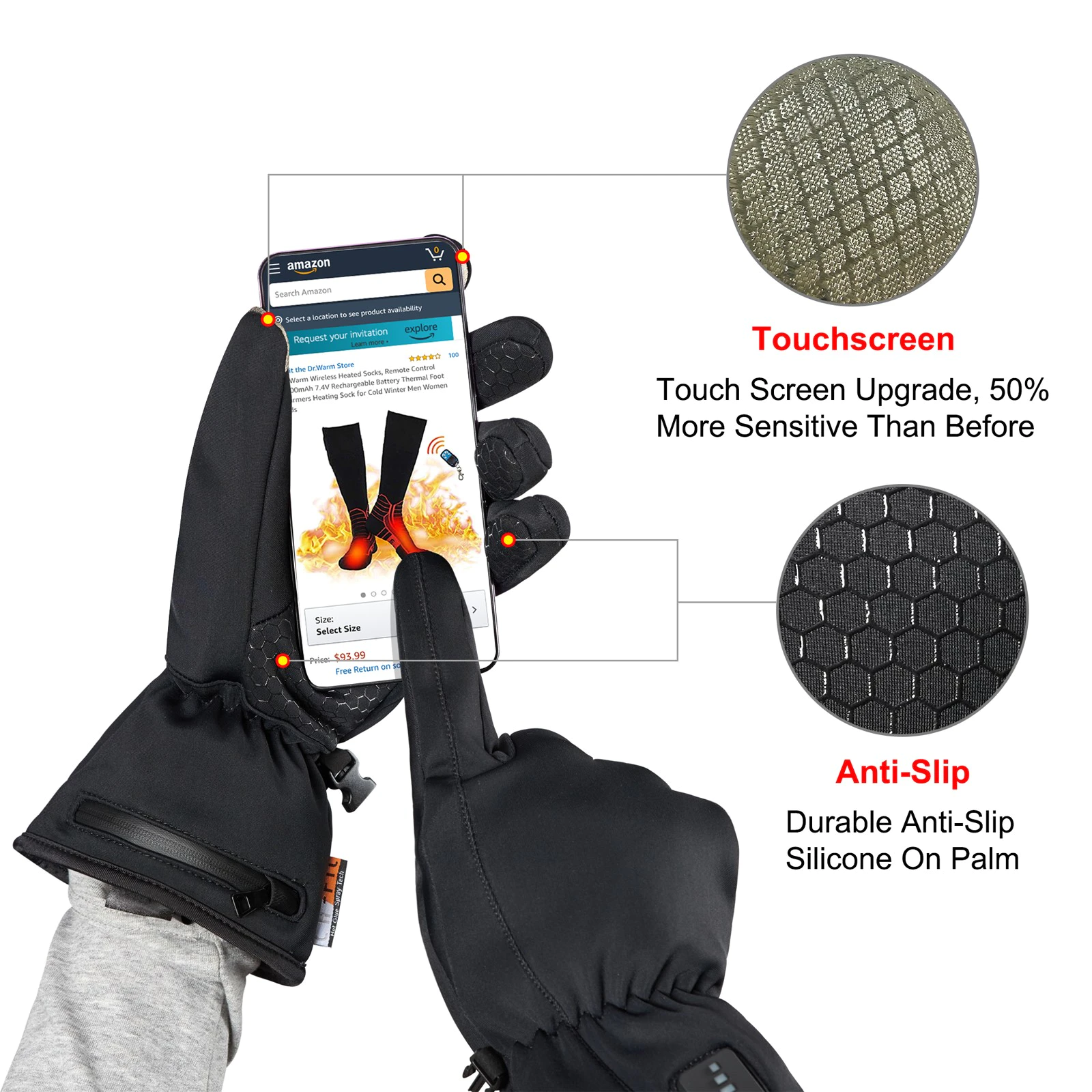 Dr. Warm high quality electrical hand gloves improves blood circulation for ice house