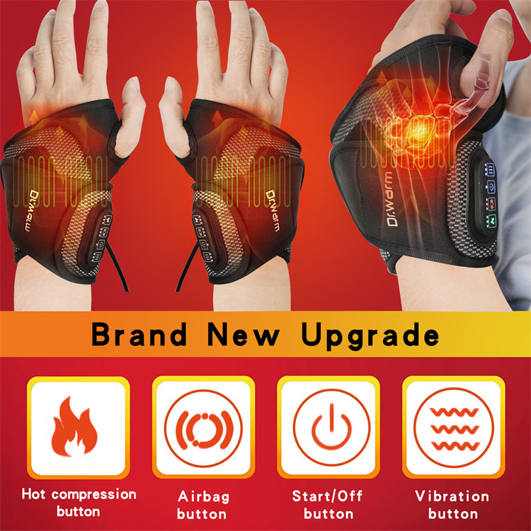 Dr.Warm Both Right and Left Hands Heated Wristband Multi-Function Vibration Massage Wristband Electric Heated Brace For Wrist
