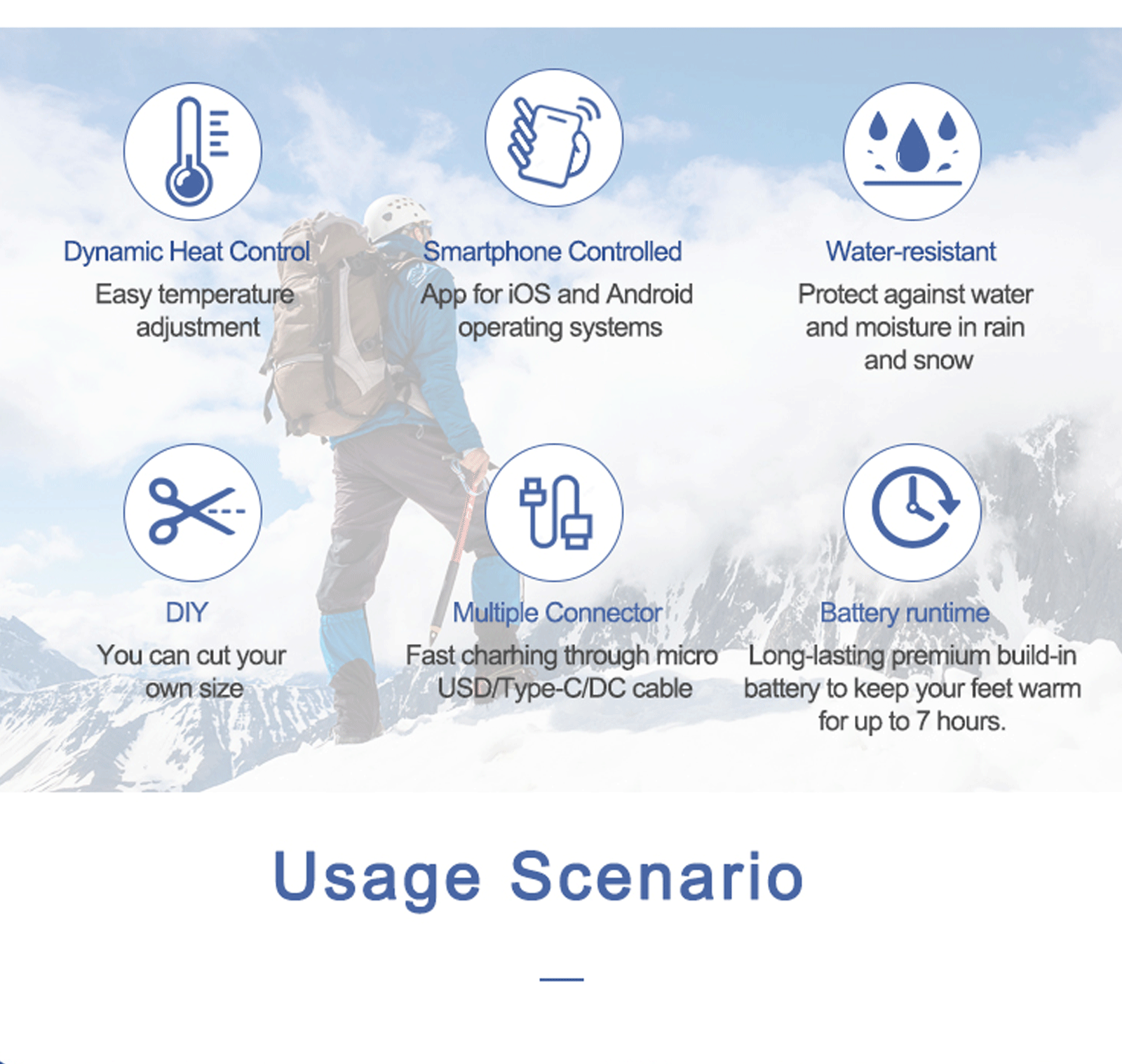 product-Heated Insoles smartphone- controlled Wireless Control rechargeable power king battery heati