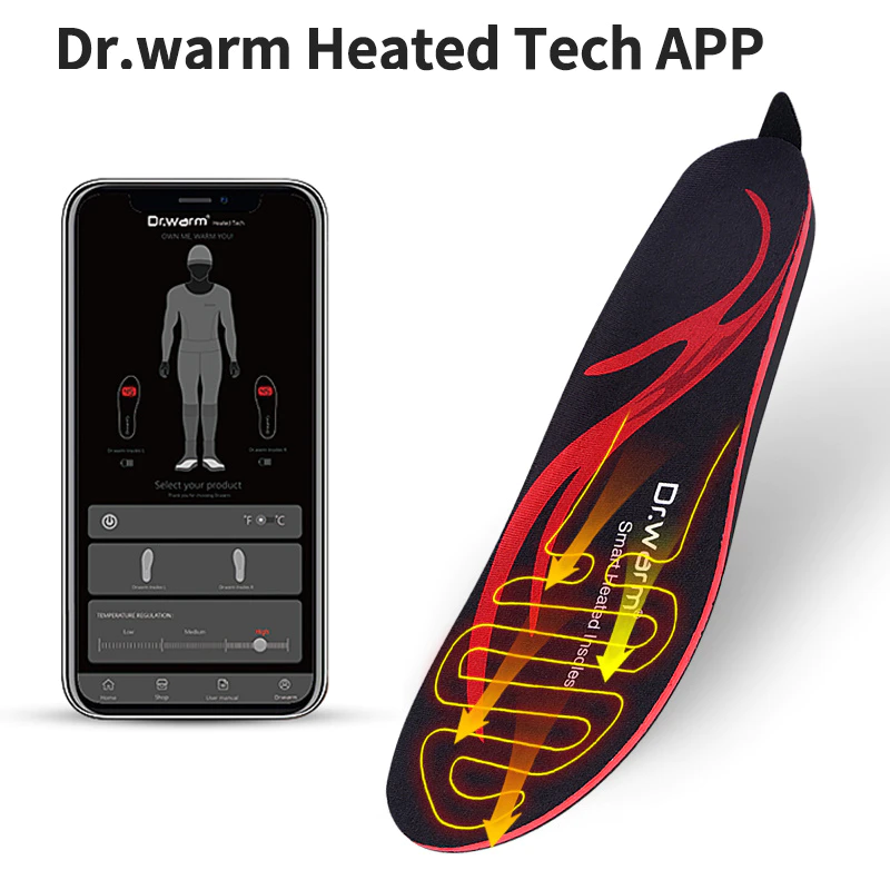 2200mAh Smart Rechargeable Wireless Winter Heating Foot Pad Heated insoles For Outdoor Sport