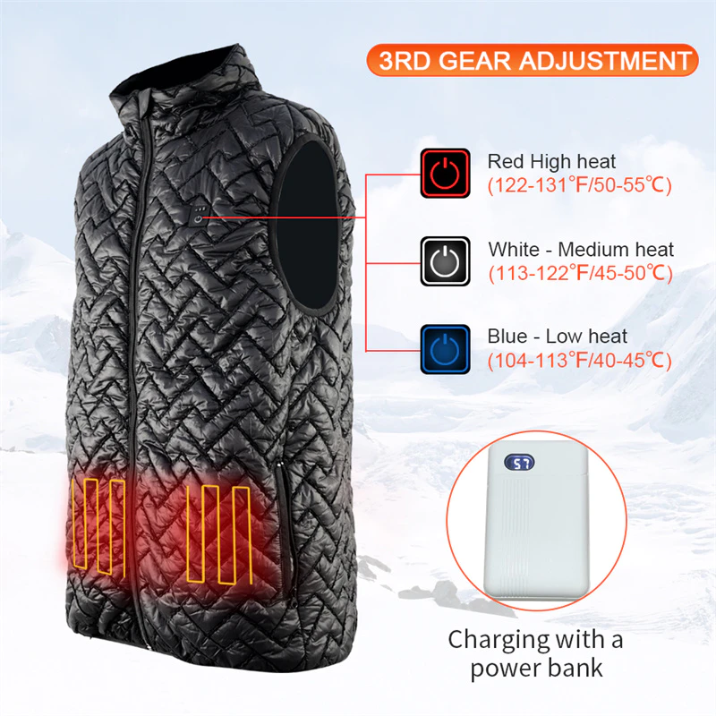 Outdoor Heated Vest Heating Waistcoat Thermal Warm Cloth Winter  Heated Vest