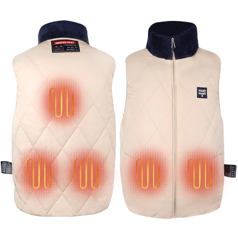 Custom Women Heated Vest With Battery Pack Rechargeable 5 Areas Heating Pad Electric Warming Heated Vest