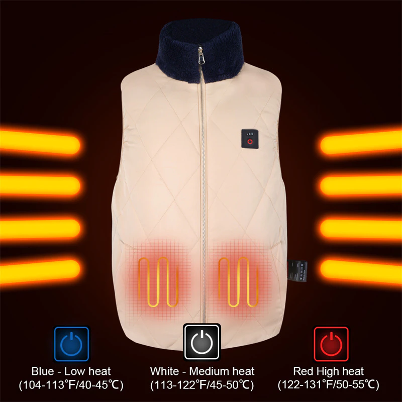 Custom Women Heated Vest With Battery Pack Rechargeable 5 Areas Heating Pad Electric Warming Heated Vest