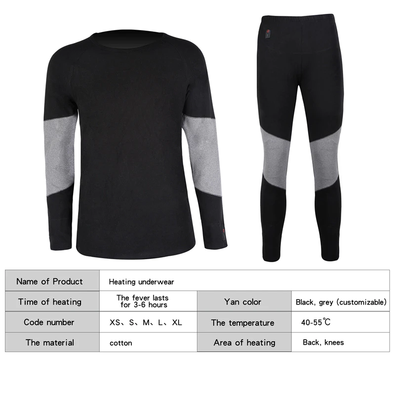 Heated Underwear for Man Women Long Johns Base Layer Cold Weather Heated Thermo Underwear