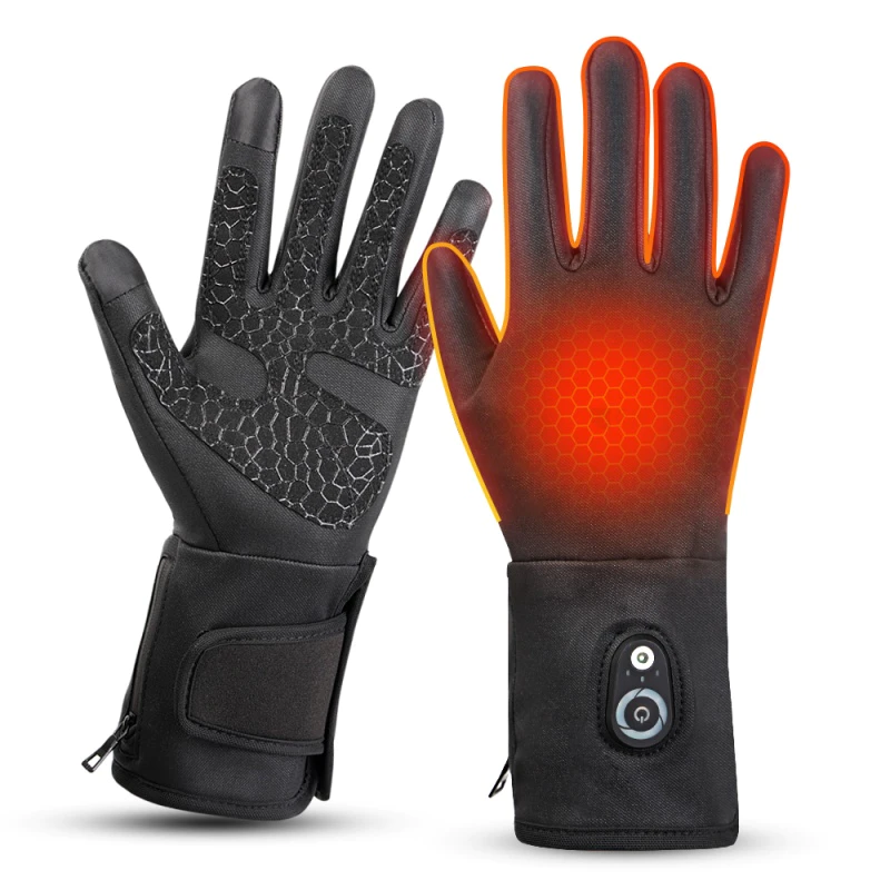 Thermal Winter Sports Leather Ski Gloves Motorcycle Gloves Waterproof Winter Battery Heated Gloves