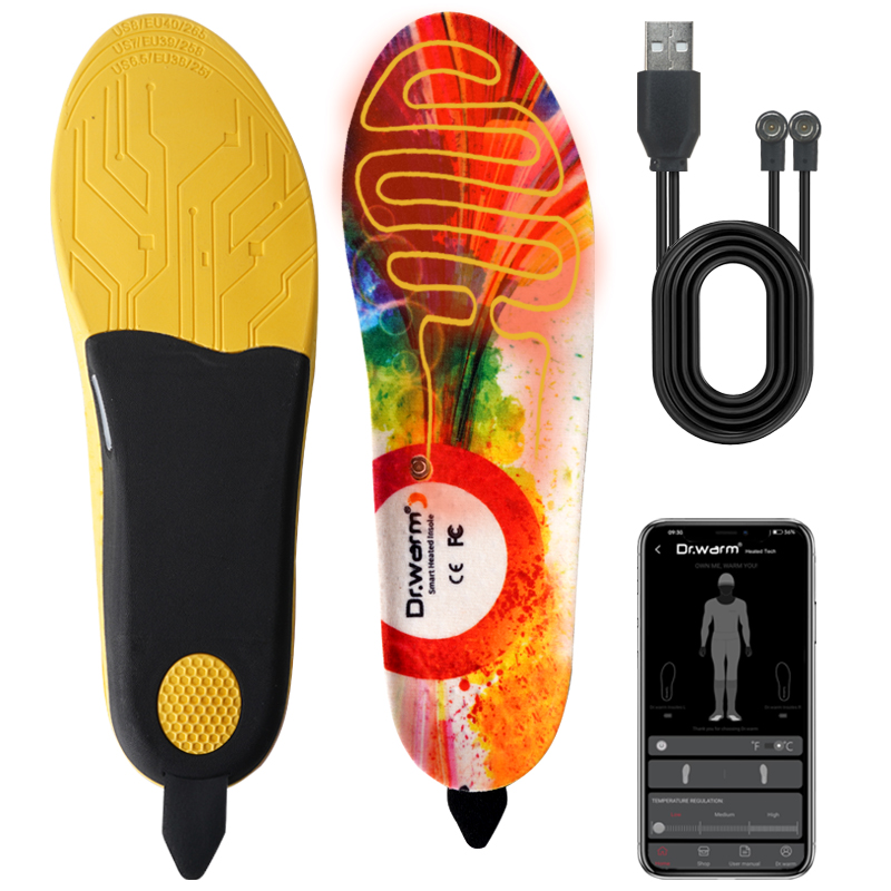 Winter Footwarmer Remote Control Wireless Magnetic Charger APP Rechargeable Heated Insoles