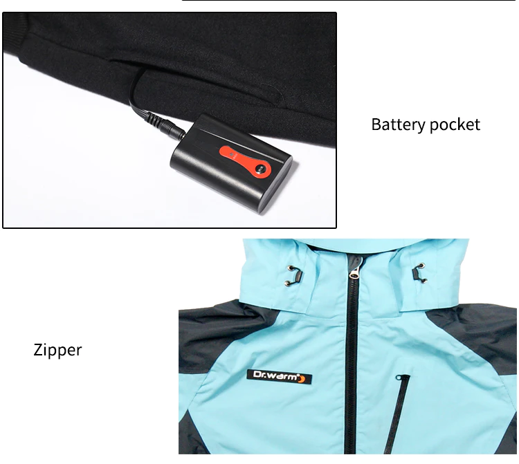 heated jacket womens universal waterproof ski Dr. Warm Brand battery powered jacket