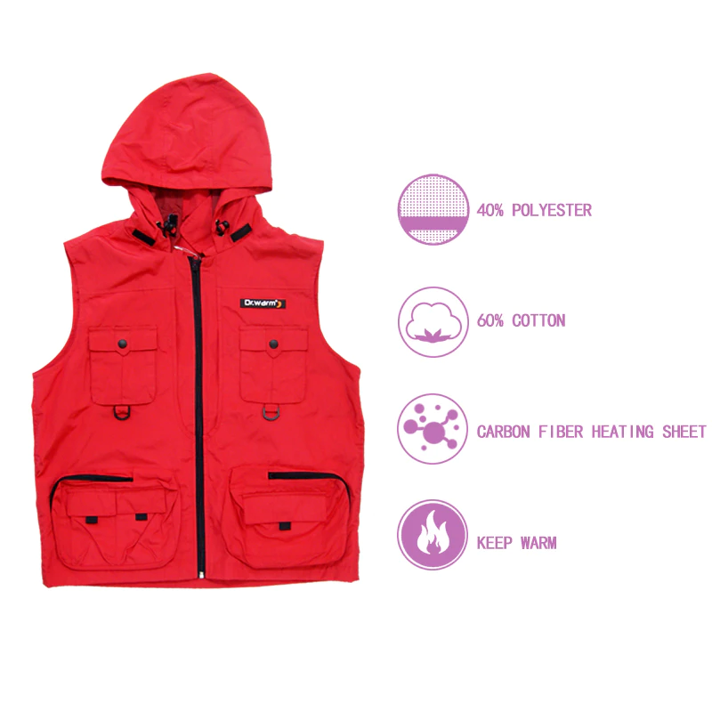 Dr. Warm heating battery powered vest improves blood circulation for winter