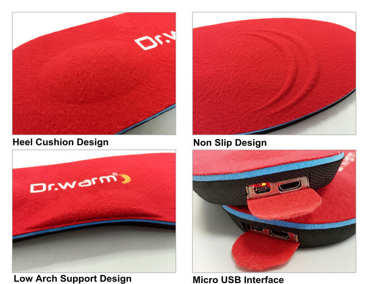 Dr. Warm biking remote heated insoles with cotton for indoor use