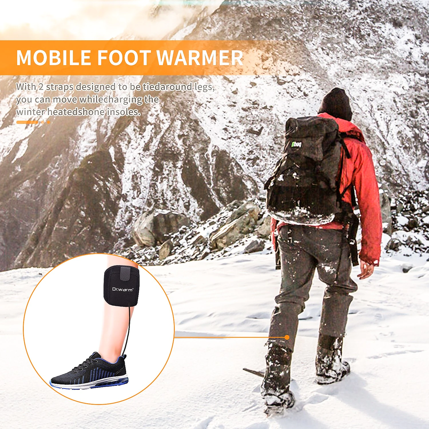 Dr. Warm rechargeable heated insoles for work boots fit to most shoes for indoor use